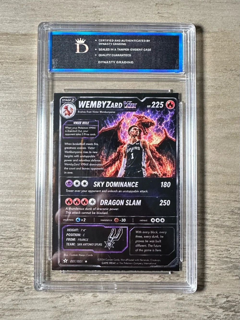 Victor Wembanyama “Wembyzard” 2025 Pokemon Gem Mint 10 Novelty Card. Charizard.